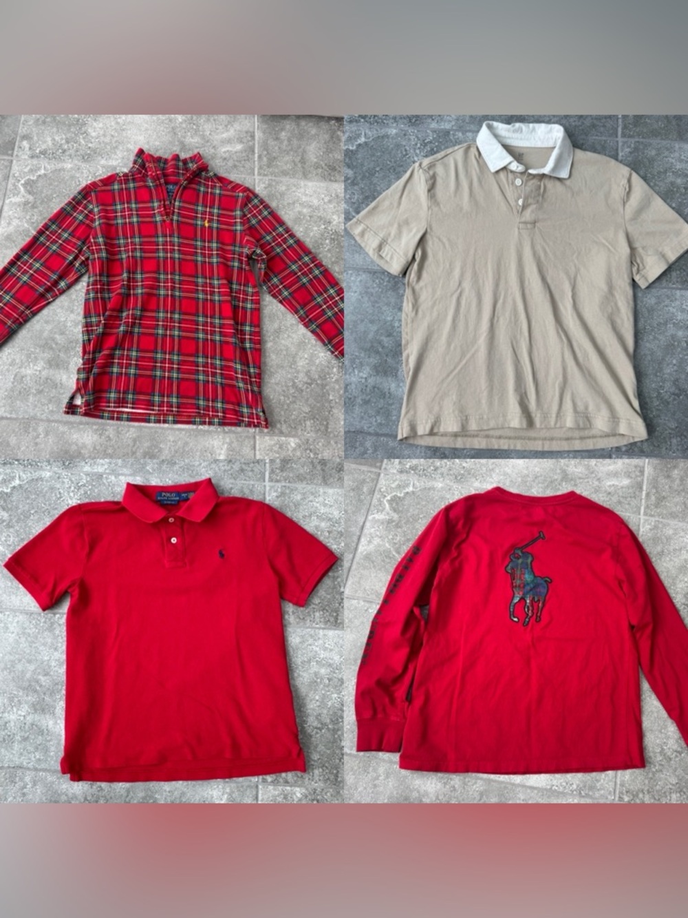Polo Ralph Lauren Gap bundle red beige polo long sleeves kids size Large